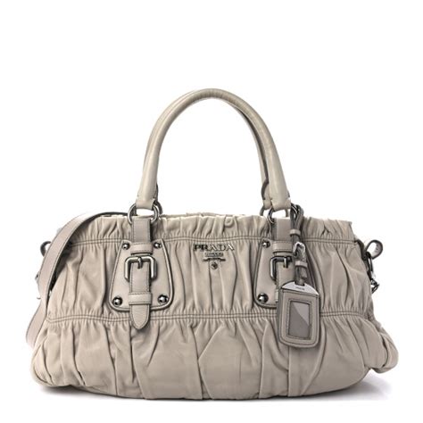 PRADA Nappa Gaufre Shopping Satchel Pomice 